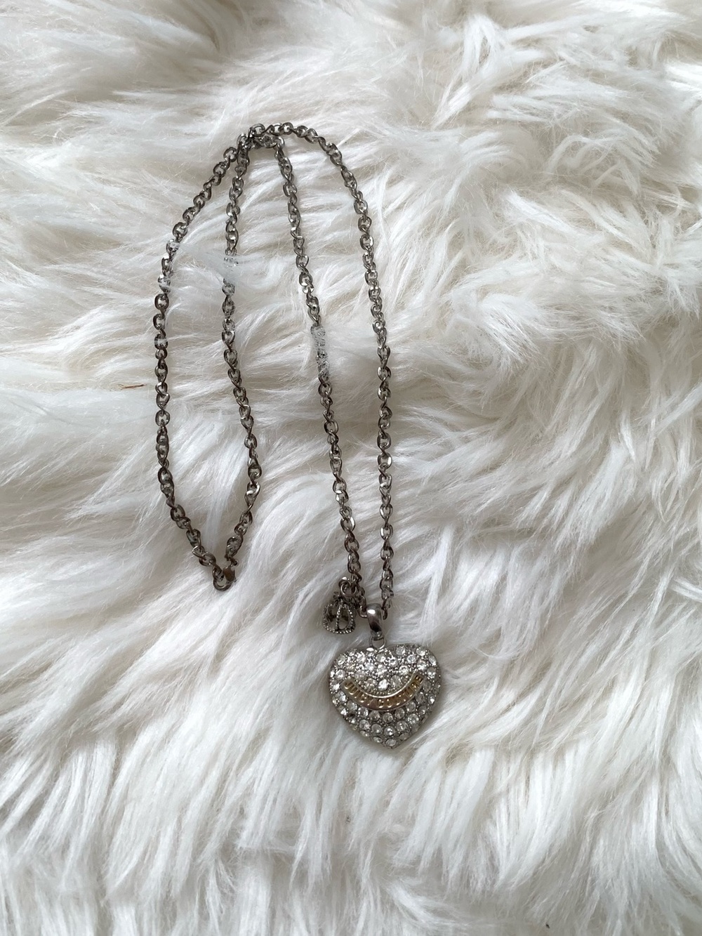 Y2K Juicy Couture Pavé Rhinestone Heart Necklace